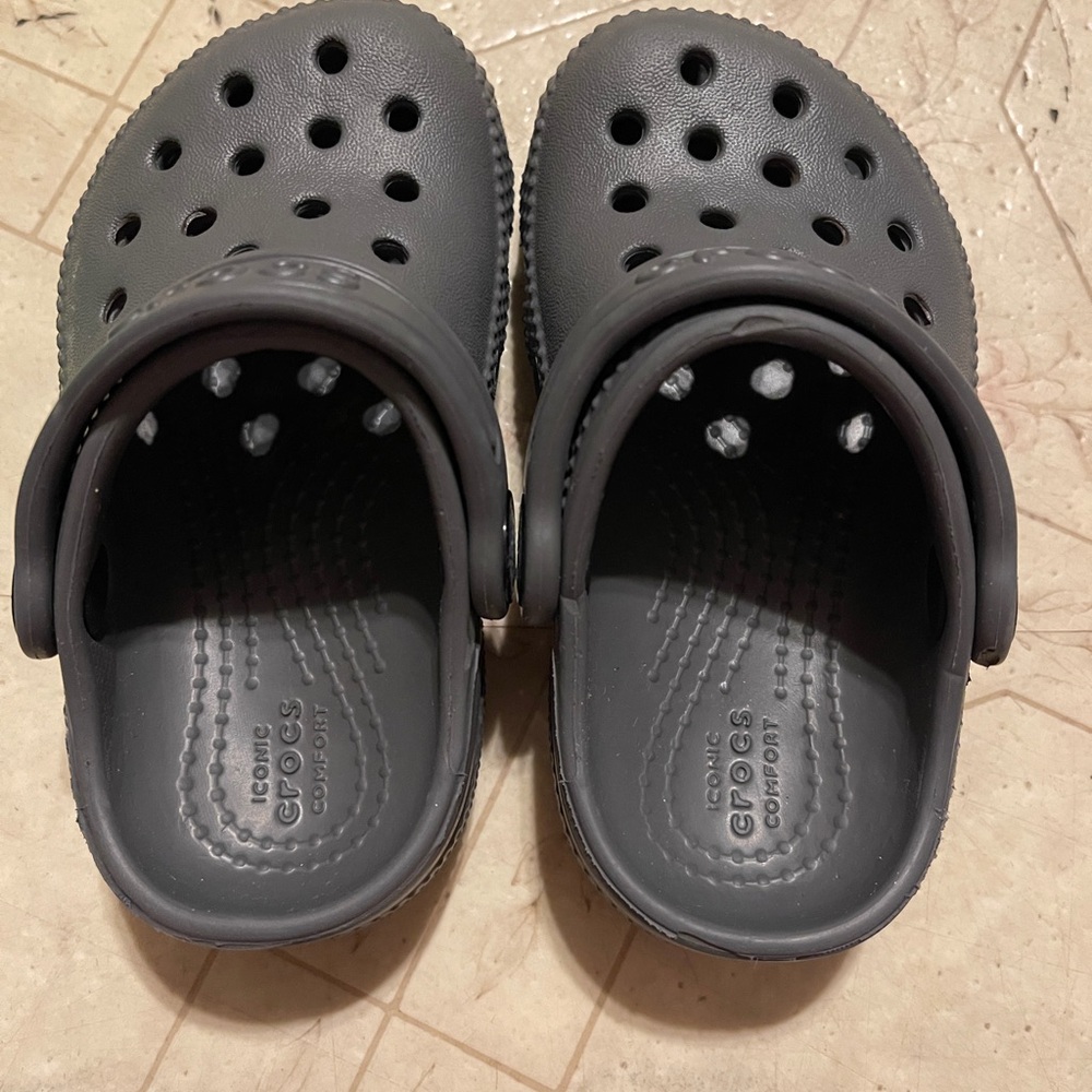 CROCS Kids Charcoal Gray Slippers
